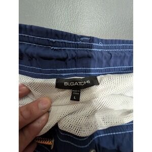 Bugatchi Mens Blue Geometric Diamond Print Swim‎ Trunks Mesh Lined Shorts Large